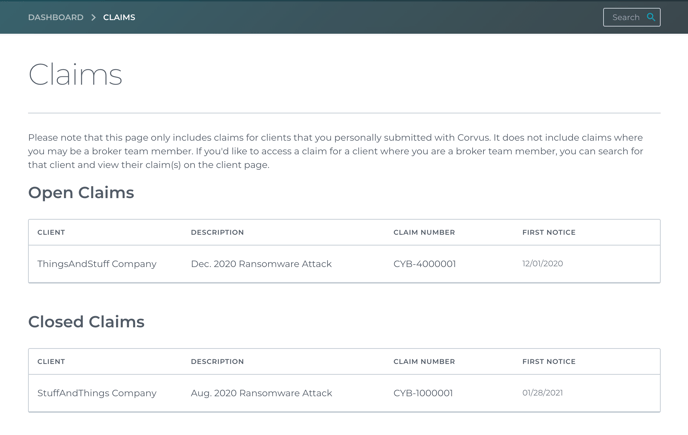 [DIARGRAM] Corvus Policyholder Dashboard - Aggregate Claims Page