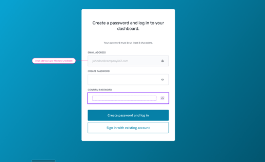 [DIAGRAM] Step #1: Create a password and log into dashboard