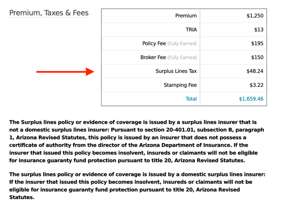 [DIAGRAM] Example of Corvus Surplus Lines Taxes and Fees