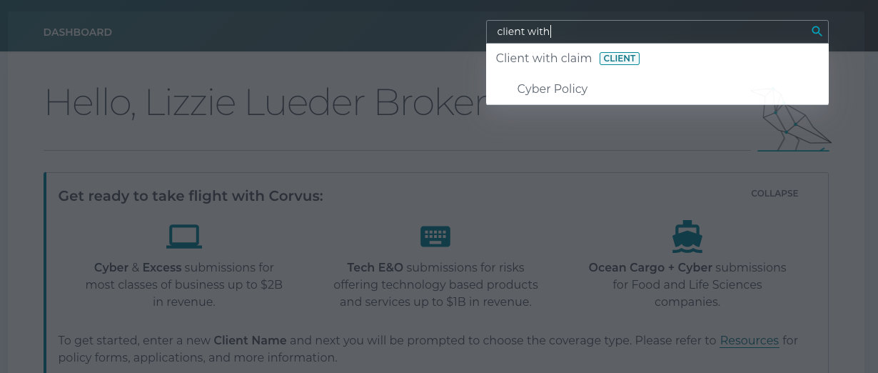 [DIAGRAM] How To View Claims Info for an Individual Client in Corvus Policyholder Dashboard